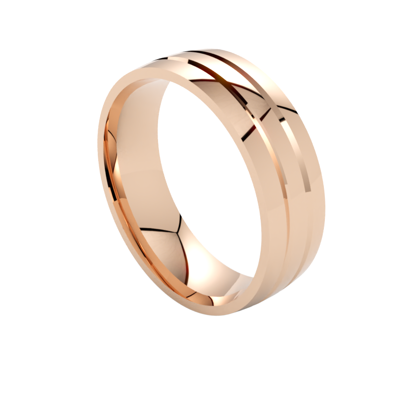 Szeroka półokrągła obrączka ślubna z różowego złota szerokość 7 mm